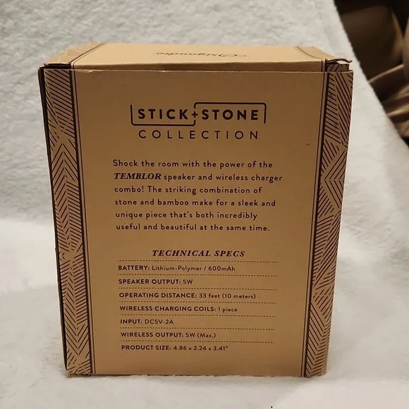 Temblor Wireless speaker and charger, gray ans bamboo - Picture 2 of 7